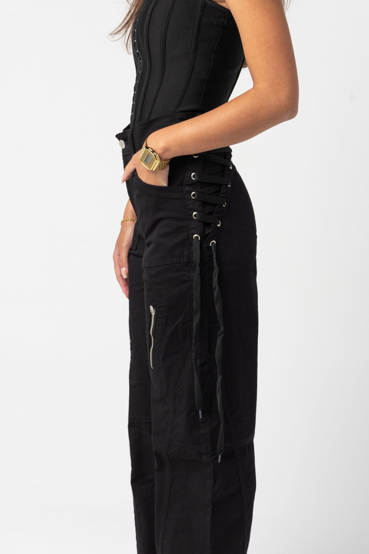 Laced Up Cargos - Black 