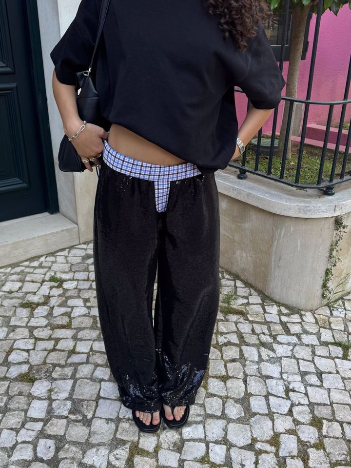 boxer sequin pants